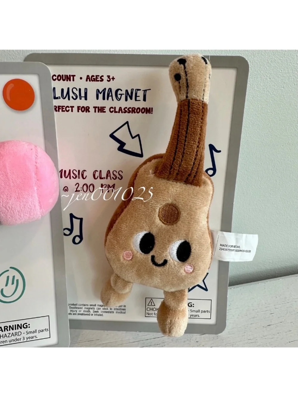Target Bullseye Plush Magnets Classroom Decor Set of 3- Backpack, Pencil, Guitar